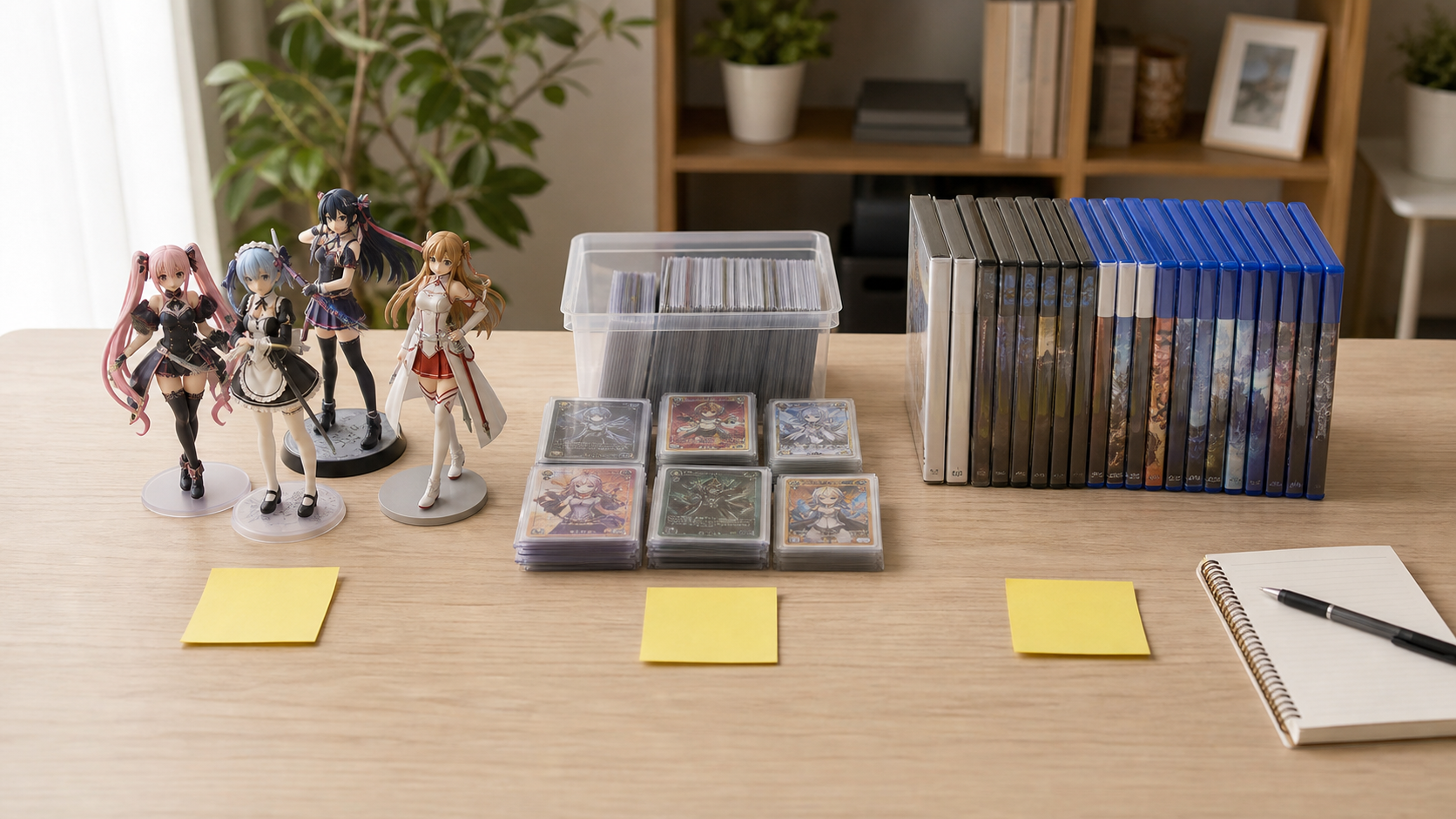 フィギュアやカードを売る順番を比べるイメージ