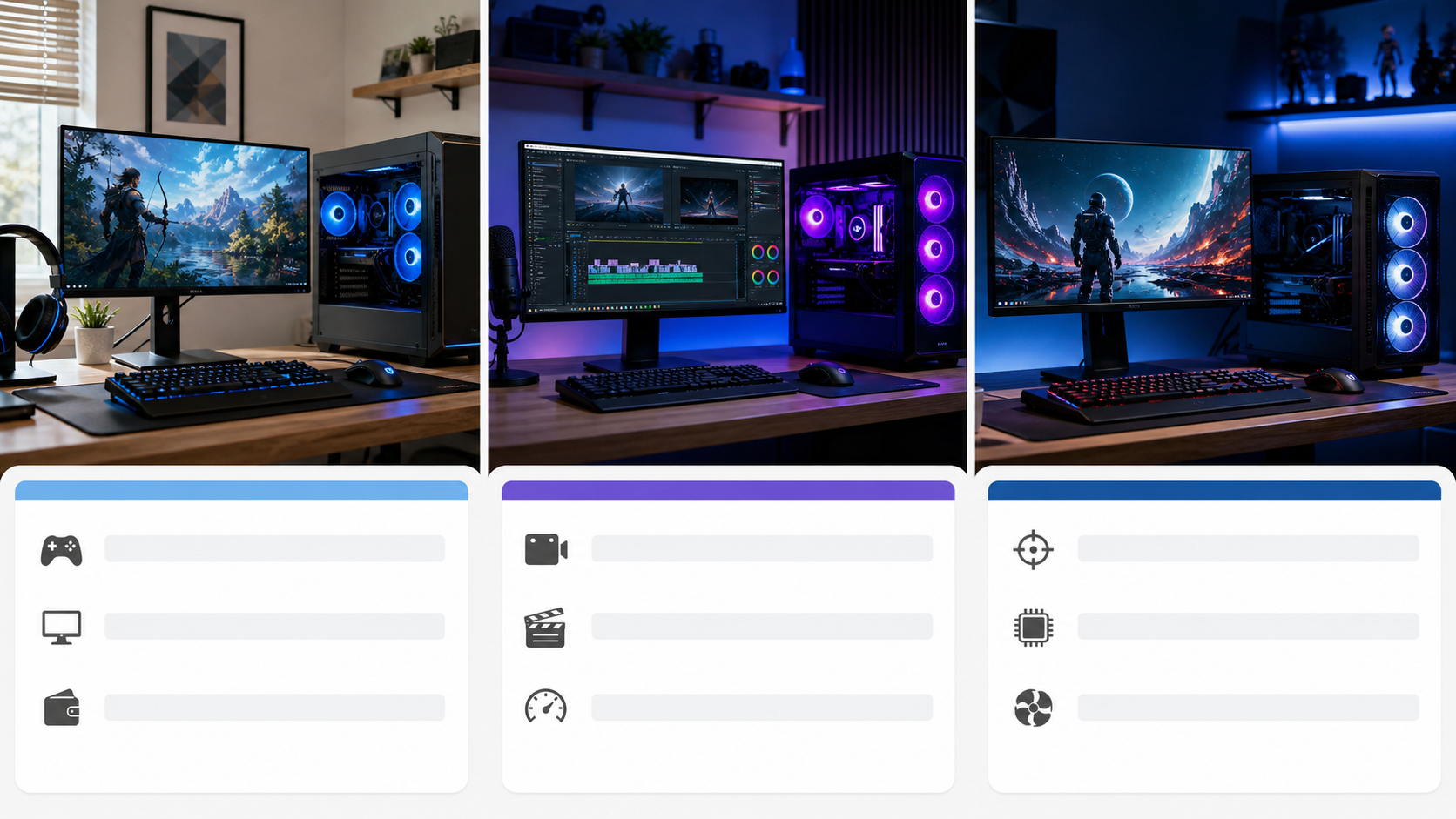 用途別にゲーミングPCを比べるイメージ